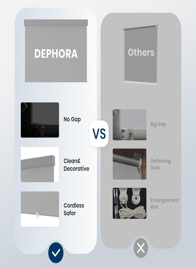 Dephora 100% Blackout Roller Shades Cordless Blinds for Indoor Windows,Free-Stop Window Shades Pull Down,Thermal Insulated Fabric UV Protection,Blackout Window Guard Blinds for Home,Office,Grey,34" W x 72" H - Image 4